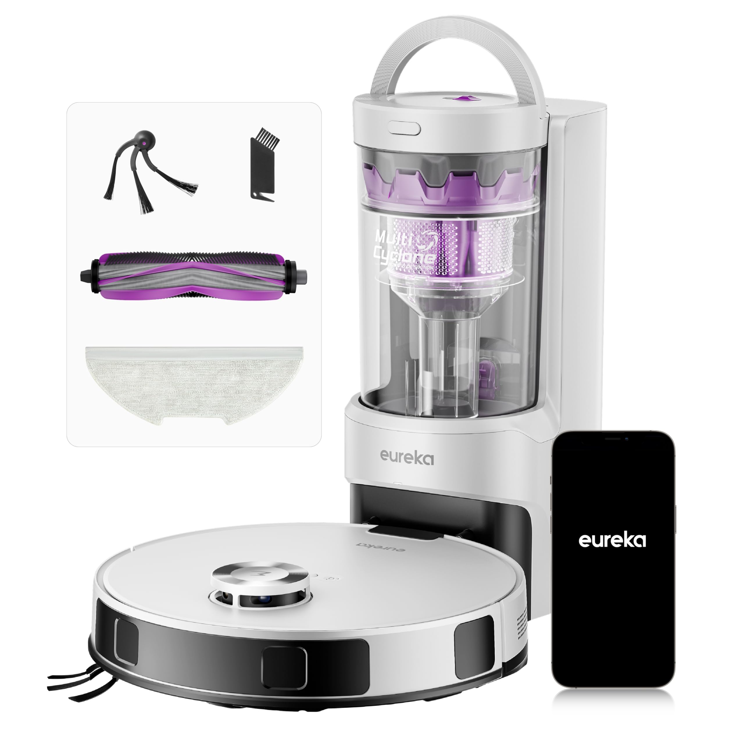 7133qZRUuDL EUREKA E20 Evo Plus Saugroboter mit Wischfunktion, 10.000 Pa, Selbstentleerung und Anti-Wickel-System – Bild 1
