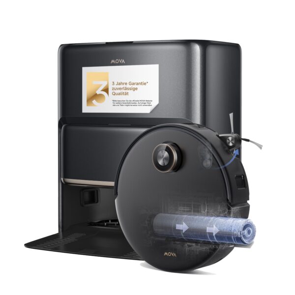 MOVA Z60 Ultra Roller Complete Saugroboter mit HydroForce-Wischsystem und AutoShield-Technologie, Schwarz