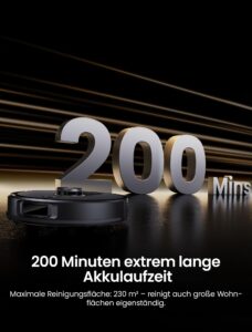 Proscenic Q20Plus Saugroboter mit Wischfunktion, 10.000 Pa, 200 Min. Laufzeit und beutelloser Entleerungsstation – Bild 8