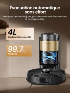 Proscenic Q20Plus Saugroboter mit Wischfunktion, 10.000 Pa, 200 Min. Laufzeit und beutelloser Entleerungsstation – Bild 4
