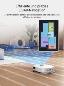 EUREKA J12 Ultra Saugroboter mit Wischfunktion, 5.000 Pa, Dual-LiDAR und automatischer Wasch- und Trocknungsfunktion – Bild 5
